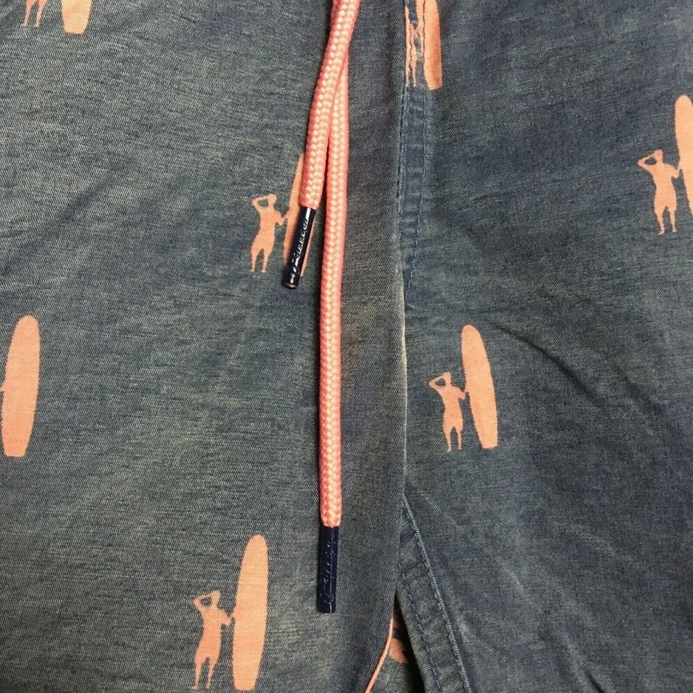 Johnnie O Mens Swim Trunks Shorts size Large‎ Blue Drawstring Pink Surfer